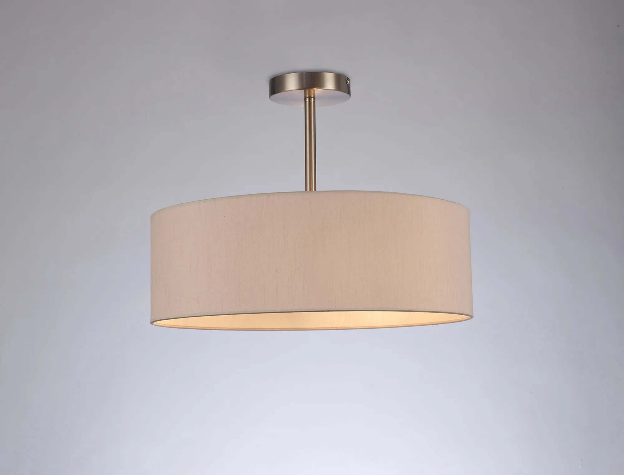 Baymont 45cm Semi Flush 3 Light Satin Nickel, Nude Beige/Moonlight DK0711  Deco Baymont SN NU